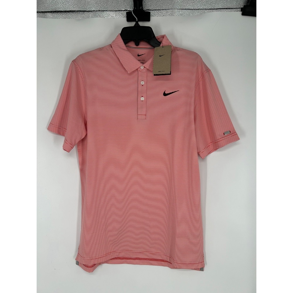 Nike Player Golf Polo Shirt Mens Small Tall ST Coral Striped Dri Fit CV3496-631